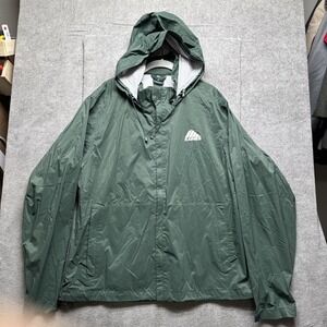 Rainier Hooded Jacket XL Green Rain Coat Anorak Full Zip Hike Vented‎ Packable